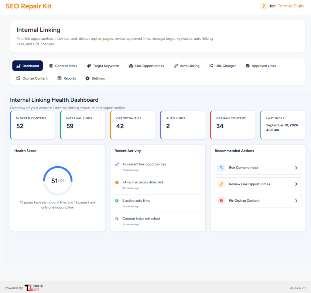 Internal Linking Dashboard