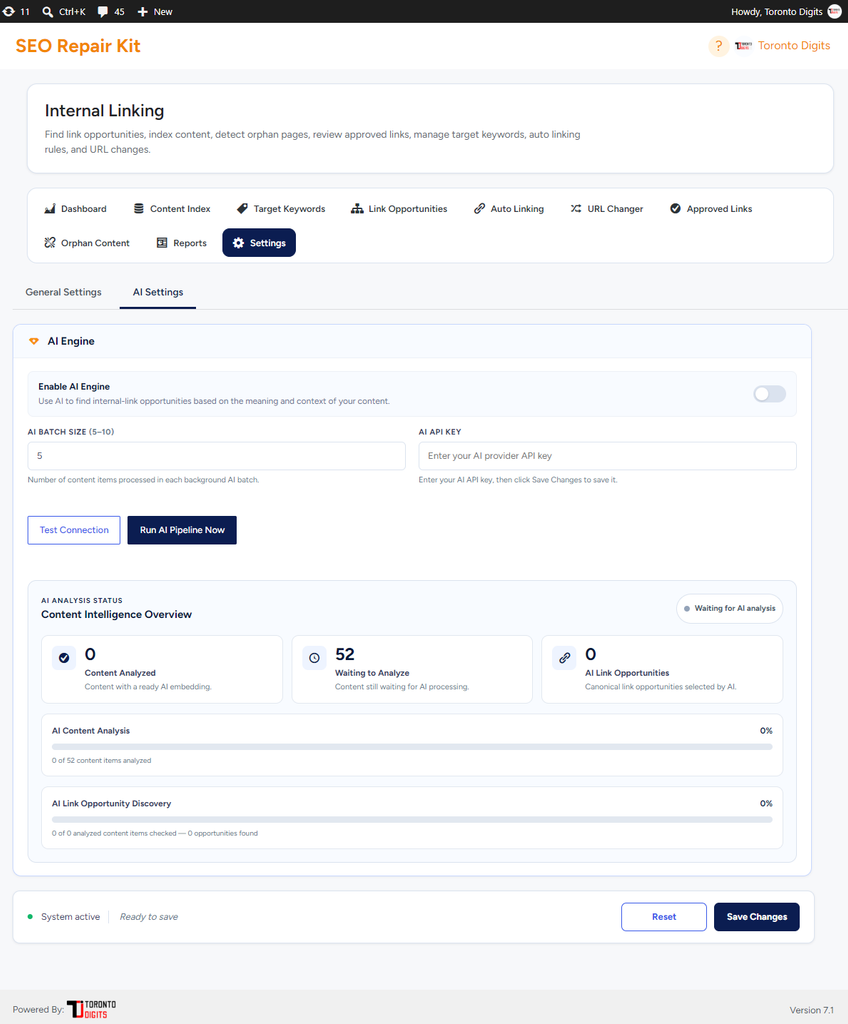 Internal Linking AI Setting